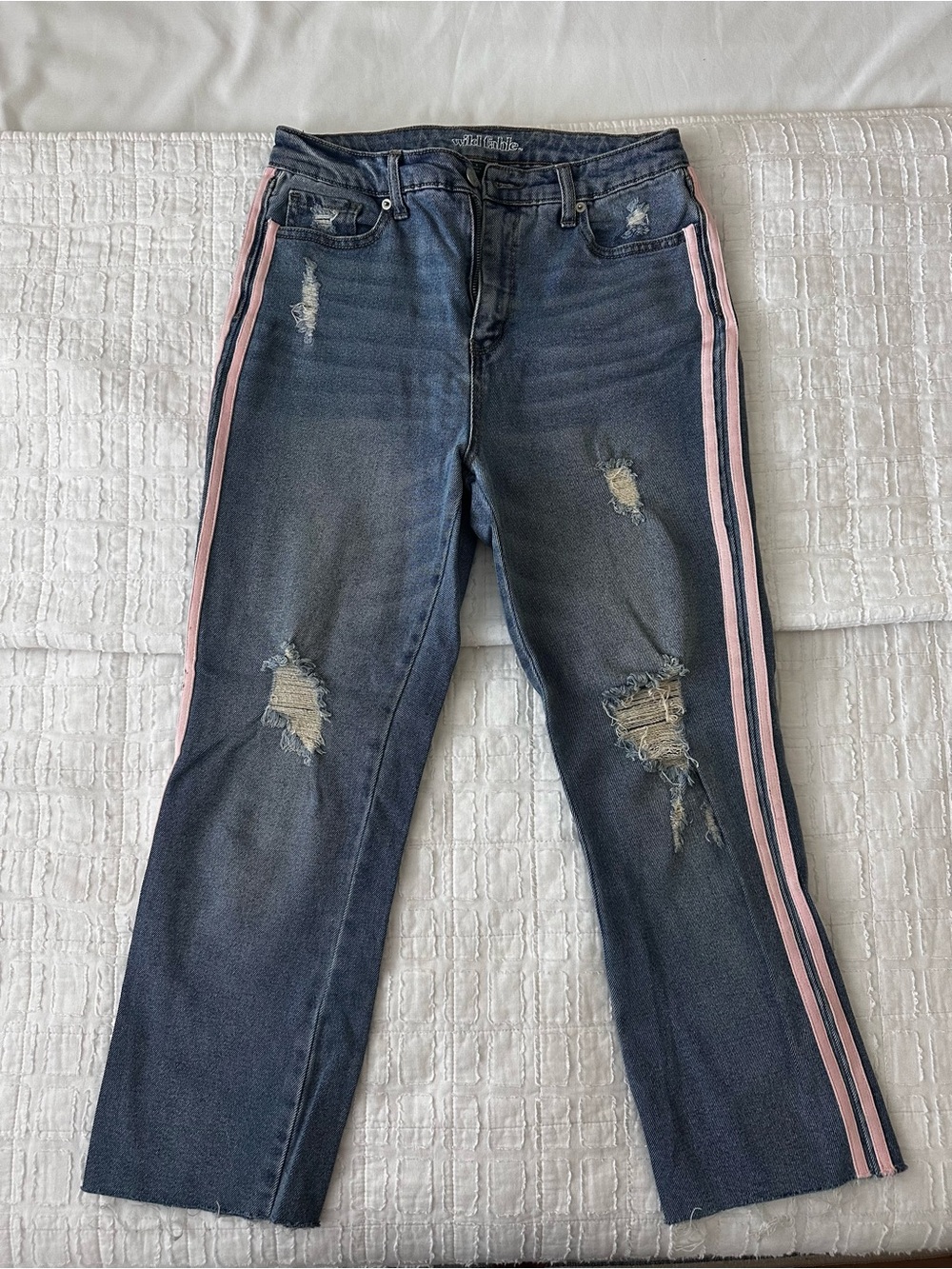 wild fable Straight-Leg Cropped Jeans with Pink Side Stripes